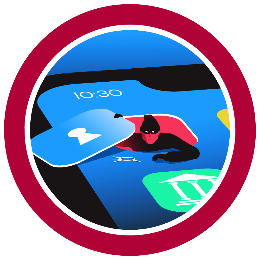 Hacker getting out of the smartphone app.